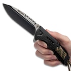 SOA Scout Assisted Opening Pocket Knife - Black with Camo Paracord Wrapping