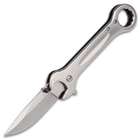 MirrorTorque Wrench Shaped Pocket Knife / Folder - Assisted Opening / Spring Assist - Stainless Steel, Mirror Polished Chrome - Everyday Carry EDC; Collectible; Great Gift for Mechanic, Handyman, More