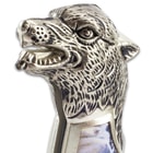 Winter Wolf Pocket Knife - 3Cr13 Stainless Steel, Sculpted Cast Metal And TPU Handle, Colorful Artwork, Liner Lock - Closed 5”