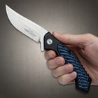 The Hibben pocket knife has a 7Cr17 stainless steel blade