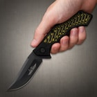 The Hibben pocket knife in its deployed position