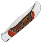 Timber Rattler Heartwood Scarab Back Giant Folding Pocket Knife - Carved Camel Bone Inlays