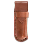 Timber Wolf Calcutta Folding Razor Knife And Sheath - Damascus Steel Blade, Bone Handle Scales, Brass Liners And Pins - Length 9 3/4”