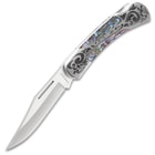 Timber Wolf Gentleman’s Abalone Pocket Knife - Lock Back, Stainless Steel Blade, Genuine Abalone Inlays, Nickel Silver Bolsters