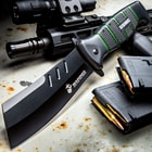 USMC Cleaver Maximum Assisted Opening Pocket Knife - Stainless Steel Blade, Non-Reflective, TPR Handle, Pocket Clip