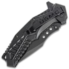 USMC Amphibious Assault Assisted Opening Knife - Officially Licensed, Stainless Steel Blade, Non-Reflective Finish, Lanyard Hole