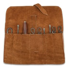 The tools in the leather case