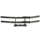 Undercover Tactical Two-Piece Sword Set With Scabbards - Carbon Steel Blades, Cotton Wrapped Wooden Handles, Display Stand