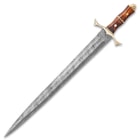 Royal Ranger Damascus Sword And Sheath - Damascus Steel Blade, Wooden Handle, Metal Guard And Pommel - Length 28”
