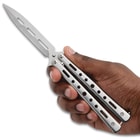 Butterfly Knife Silver Mirage in hand