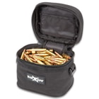 M48 Soft-Side Black Ammo Bang Box - 600D Polyester Construction, Zipper Closure, ABS Loop On Each Side - Dimensions 5 1/4”x 4 1/4”
