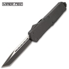 Viper-Tec Ghost Series Black Tanto OTF Knife - Stainless Steel Blade, Metal Alloy Handle, Reversible Pocket Clip - Length 9”