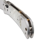 Vanguard Elite Pearl Auto Knife handle close up