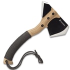 USMC Field Axe With Sheath - Stainless Steel Head, Stonewashed Coating, Paracord Wrapped ABS Handle - Length 11 1/4”