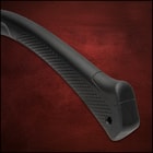 Tomahawk Axe with a black textured nylon handle and silver axe head with Honshu printed in black in the center of the blade.
