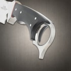 Gil Hibben Recurve Karambit Knife With Sheath - 5Cr15MoV Steel, Black Linen Micarta Handle Scales, Open Pommel - Length 11 1/2”