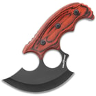 Ridge Runner Modified Ulu Knife With Sheath - Stainless Steel Blade, Full-Tang, Non-Reflective, Wooden Handle Scales - Length 6 1/2”