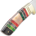 Timber Wolf Emerald Isle Knife With Sheath - Stainless Steel Blade, Full-Tang, Bone And Wood Handle, Brass Bolster - Length 9”
