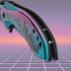 Close-up of knife handle with Miami skyline design