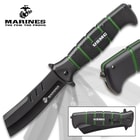 USMC Cleaver Maximum Assisted Opening Pocket Knife - Stainless Steel Blade, Non-Reflective, TPR Handle, Pocket Clip