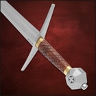 Full view of the Honshu Templar Sword with 1065 carbon steel blade and brown checkered pattern handle.