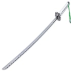 The sword has a 26” carbon steel blade that extends from a mirror-polished Tai Chi-style handguard