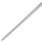 Close-up of a polished steel blade tip