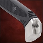 Textured TPR shrouds the handle for an ergonomic no-slip grip and the handle has an oversized polished steel pommel and guard