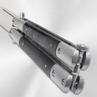 Black Marble Butterfly Pocket Knife handle close up