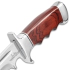 Gil Hibben Legionnaire Bowie Knife II With Leather Belt Sheath - 7Cr17 Stainless Steel Blade, Dark Brown Pakkawood Handle, Stainless Steel Guard And Pommel