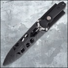 The dagger has a twisting, 7 1/2” 2Cr13 stainless steel blade with a two-tone satin and black oxide-coated finish