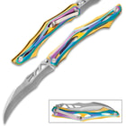Rampage Hercules Pocket Knife - 3Cr13 Stainless Steel, Stainless Steel Handle, Rainbow Titanium Finish, Ball Bearing, Pocket Clip