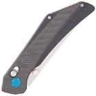 The black handle is crafted of G10 with a carbon fiber onlay and heavy jimping at the end for a secure, slip-free grip