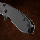 Black Timber Wolf Assisted Opening Pocket Knife handle close up