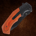 Closed folding knife with wooden handle and clip