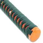 A close-up of the handle and pommel