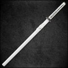 White ito wrapped around faux skin sword handle
