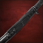 Close view of black rugged TPR handle on Honshu Boshin handmade katana sword

