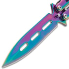 Butterfly Knife Rainbow Titanium Vortex blade close up