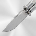 Mother of Pearl Butterfly Knife blade close up
