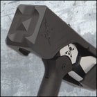 It has a vicious 6 1/2”, 2Cr13 stainless steel double-head with a black oxide coating and a satin finish on each of its faces