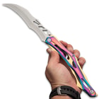 Rampage Hercules Pocket Knife - 3Cr13 Stainless Steel, Stainless Steel Handle, Rainbow Titanium Finish, Ball Bearing, Pocket Clip