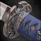 Shinwa Blue Knight Handmade Katana / Samurai Sword - Hand Forged Damascus Steel, More Than 1,000 Layers - Distinctive Custom Cast Tsuba - Faux Ray Skin - Functional, Battle Ready, Full Tang