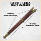 A detailed look at the scabbard's decorative tip