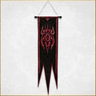 Close view of 53 inch in length cloth war banner with the Red Eye of Sauron
