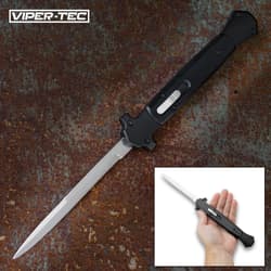 Viper-Tec The Gargantuan Large Godfather Black OTF Stiletto Knife - Stainless Steel Blade, ABS Handle - Length 13"