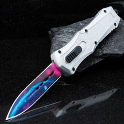 Galaxy Dagger Automatic OTF Pocket Knife - Stainless Steel Blade, Aluminum Handle, Slide Trigger - Closed 5 3/4”