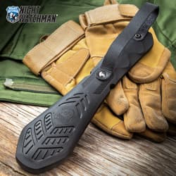 Night Watchman Blackjack Slapper - Solid TPR Rubber Construction, Molded Texture, Genuine Leather Handle Strap - Length 10”