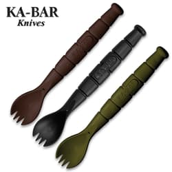 Full image of the Kabar Field Kit Spork & Knife 3 Pack.