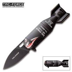 Tac-Force Black Shark Bomb Knife - 3Cr13 Stainless Steel Blade, Anodized Aluminum Handle, Pocket Clip, Self-Standing